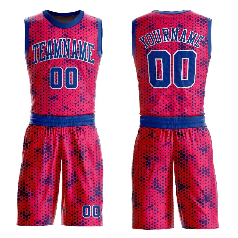 Customizable Basketball Uniform with Red and Blue Pattern