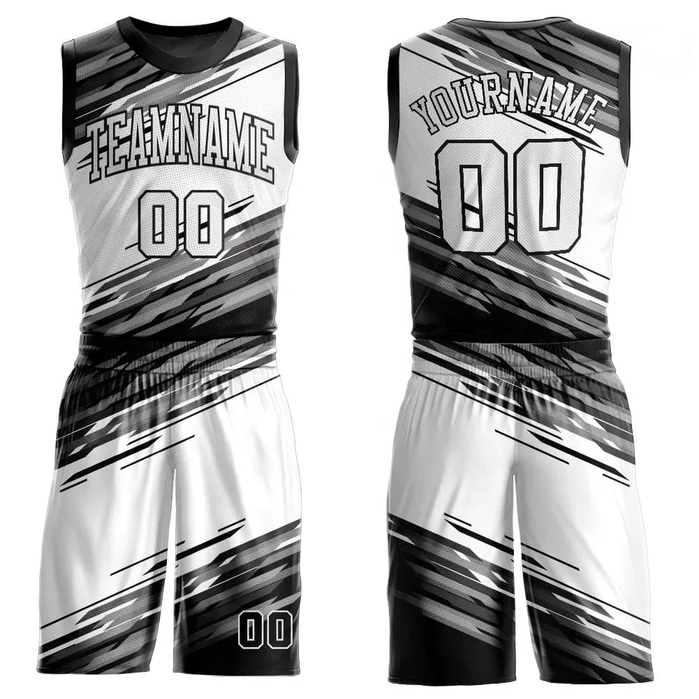 Modern Basketball Uniform with Black and White Stripes