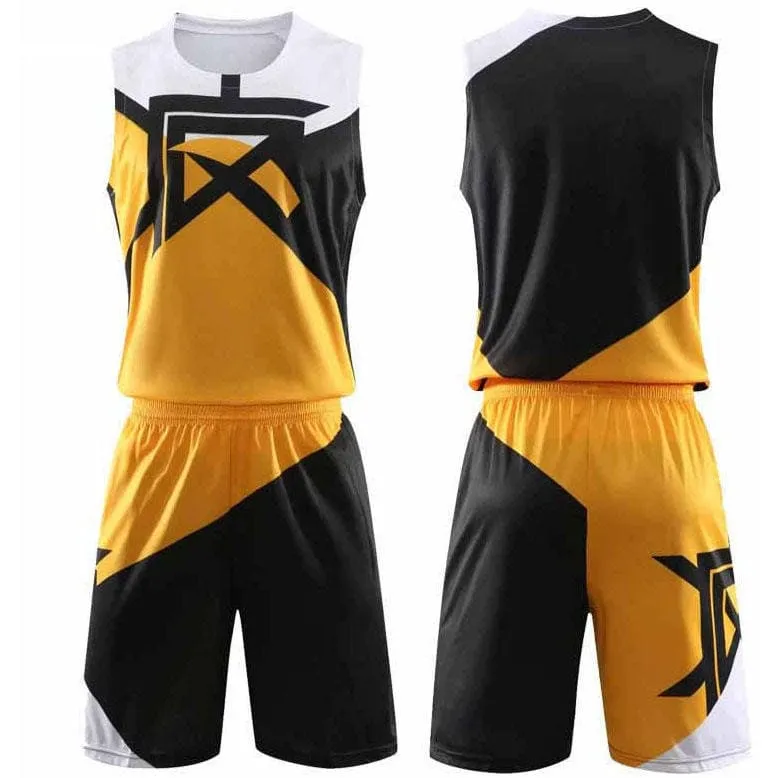 Stylish Basketball Uniform with Yellow and Black Design